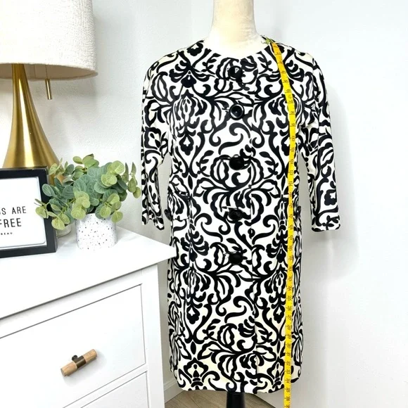 NWOT Milly of New York Black/Off of White Cream Embroidered Coat Topper Size 4